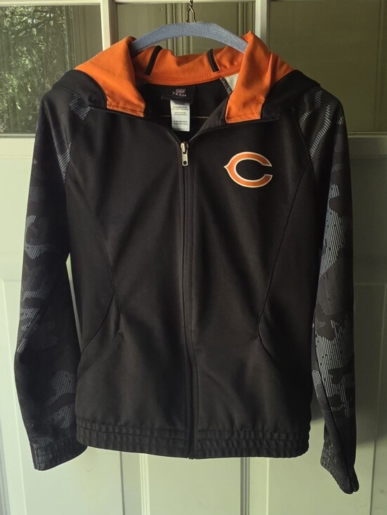 NFL Other - Chicago Bears Youth M 10/12 NFL Full Zip Hooded Jacket Black Orange